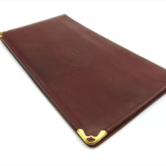 CARTIER Bi -fold Mastrin Bordeaux Leather Authentic USED - Picture 4 of 10
